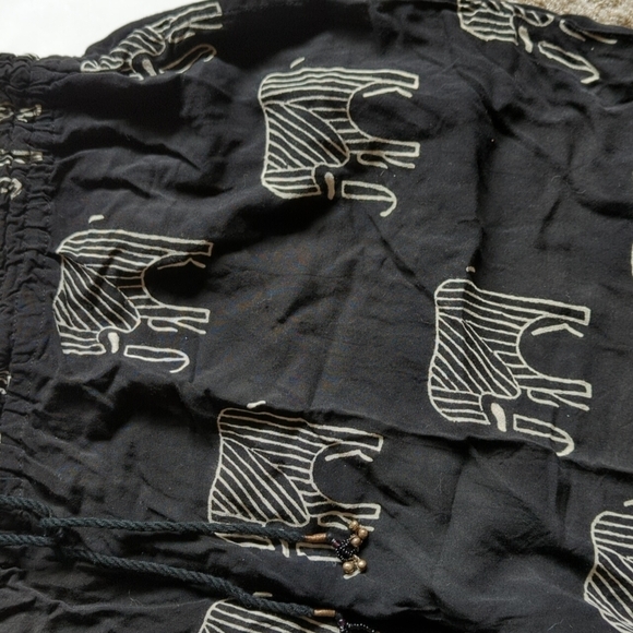 Boho Pull On Pants Elephant Wide Leg Cropped Pocket Safari Rayon Free Size India - Picture 11 of 14